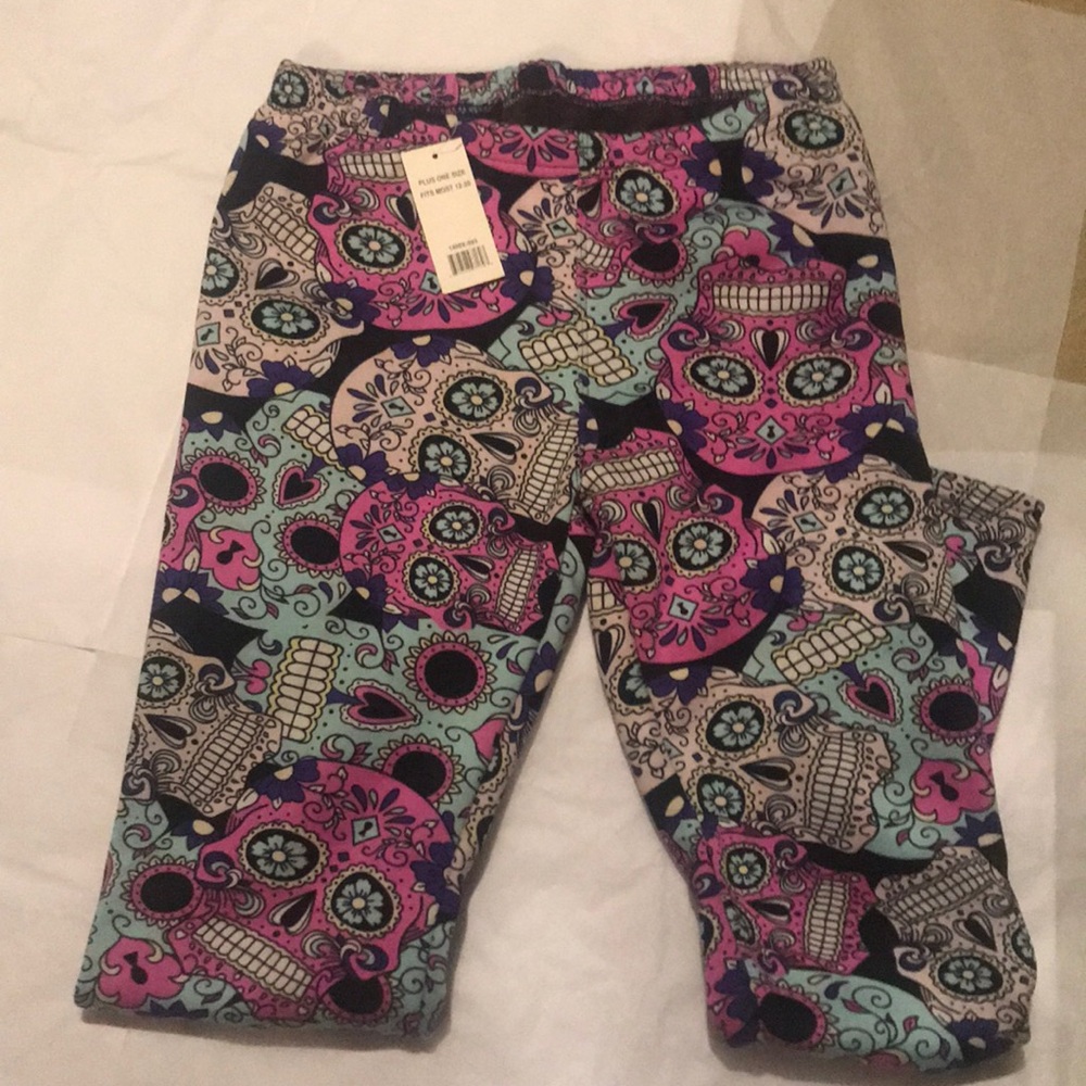 Sugar skull fleece lined leggings